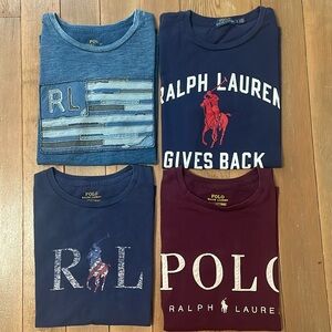 (4) Polo Ralph Lauren graphic tees S/XS